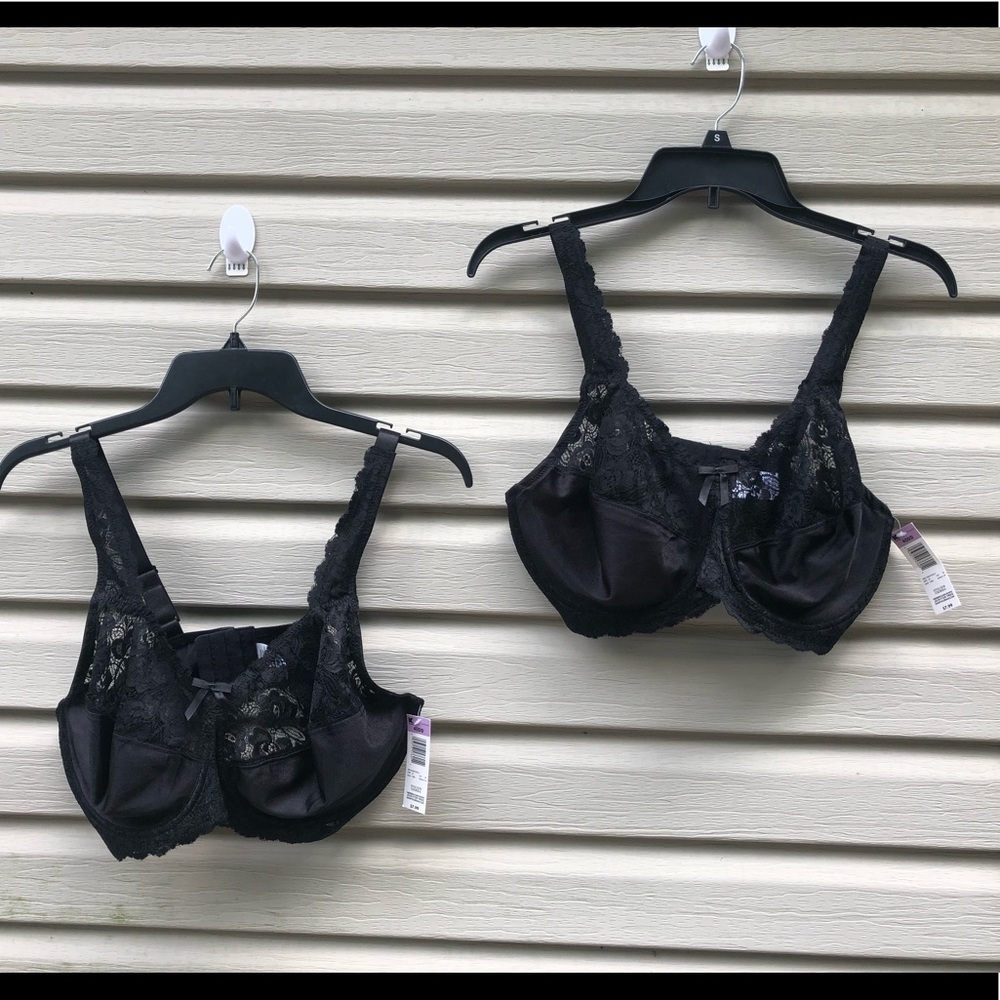 2 NWT 40DD black lace bras from Kmart